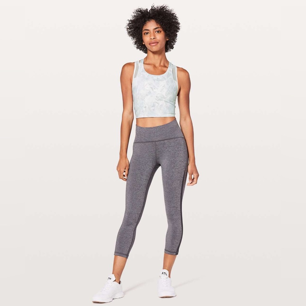 Lululemon Break Free Tank Crop Top Nulux Jasmine White Multi / White sz 6 - Picture 2 of 8
